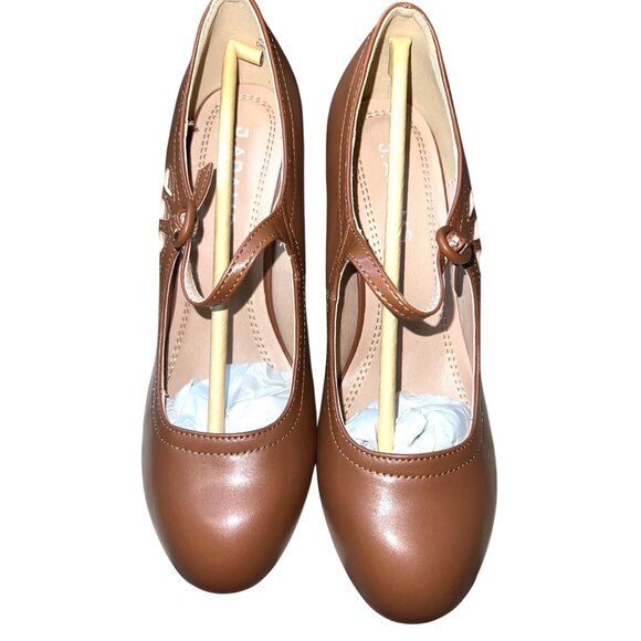 J.Adams Pixie Tan Faux Leather Pixie Heels Size 8 - Picture 2 of 7